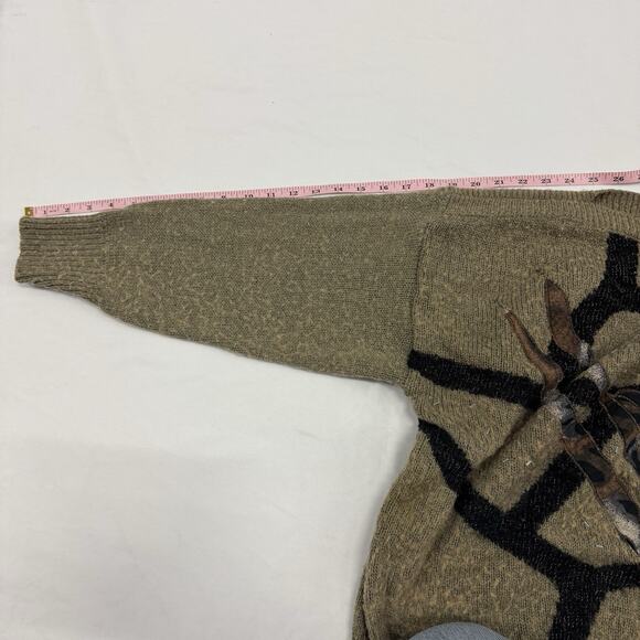 Vintage 80s Cat Sweater Size L Beaded Hollywood & Vine Art Deco Retro Animal - Picture 7 of 8